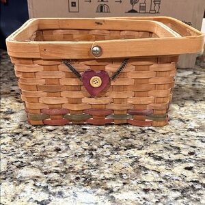 Handcrafted Woven Basket with Heart Accent